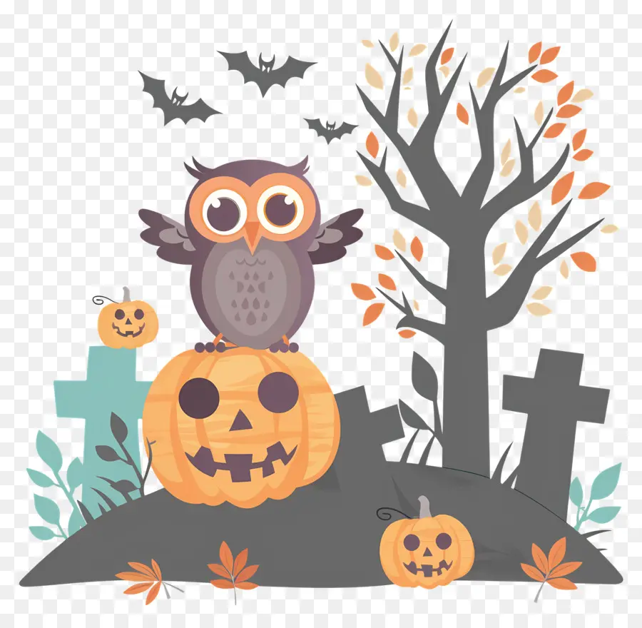 Burung Hantu Halloween，Burung Hantu Di Labu PNG