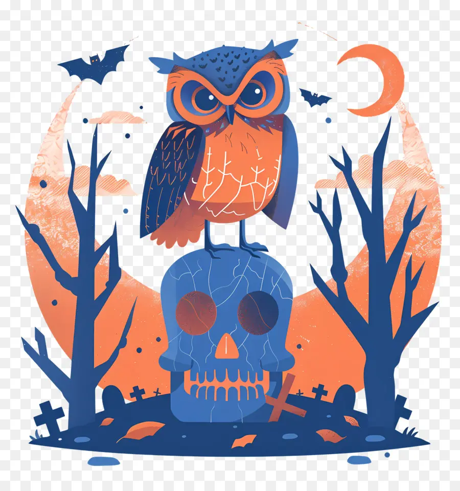 Burung Hantu Halloween，Adegan Halloween PNG