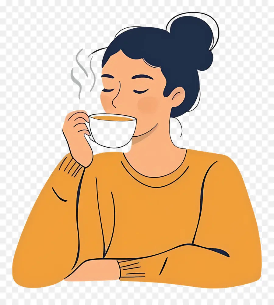 Minum Kopi，Wanita Minum Kopi PNG