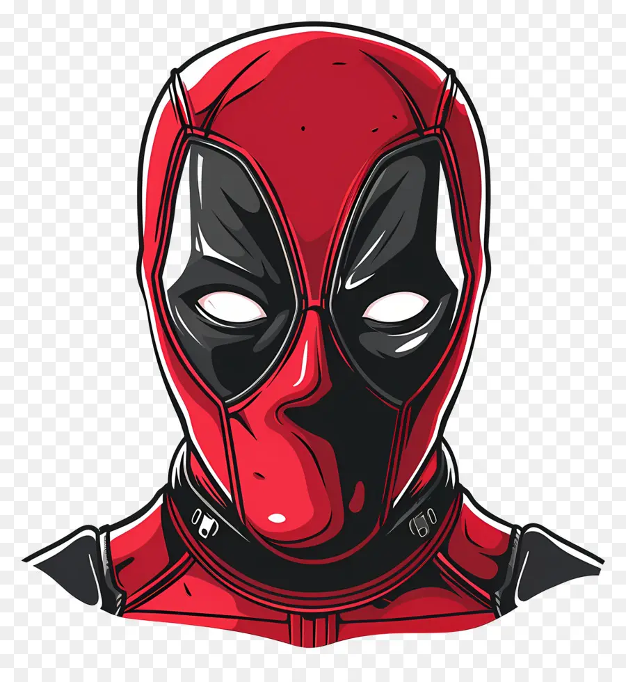 Wajah Kartun Deadpool，Topeng Merah Dan Hitam PNG