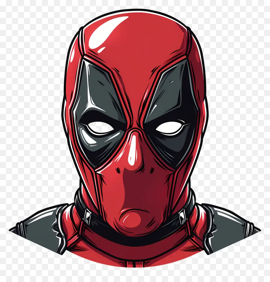 Wajah Kartun Deadpool，Topeng Merah Dan Hitam PNG