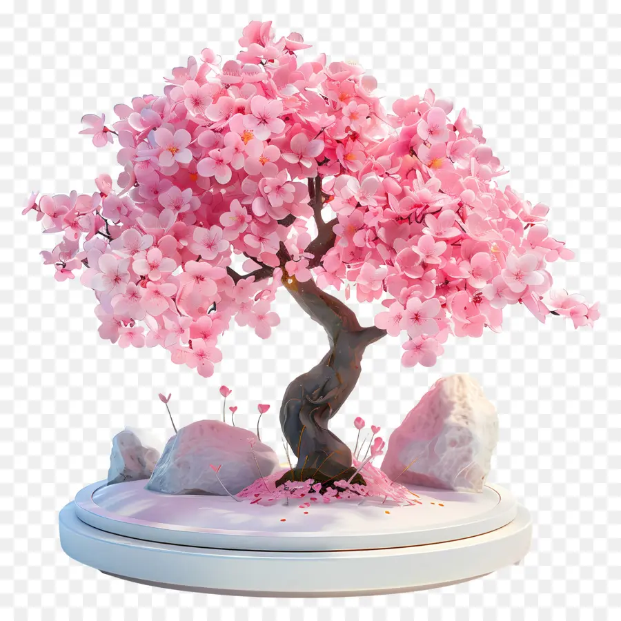 Pohon Bonsai Merah Muda，Pohon Bunga Sakura Merah Muda PNG