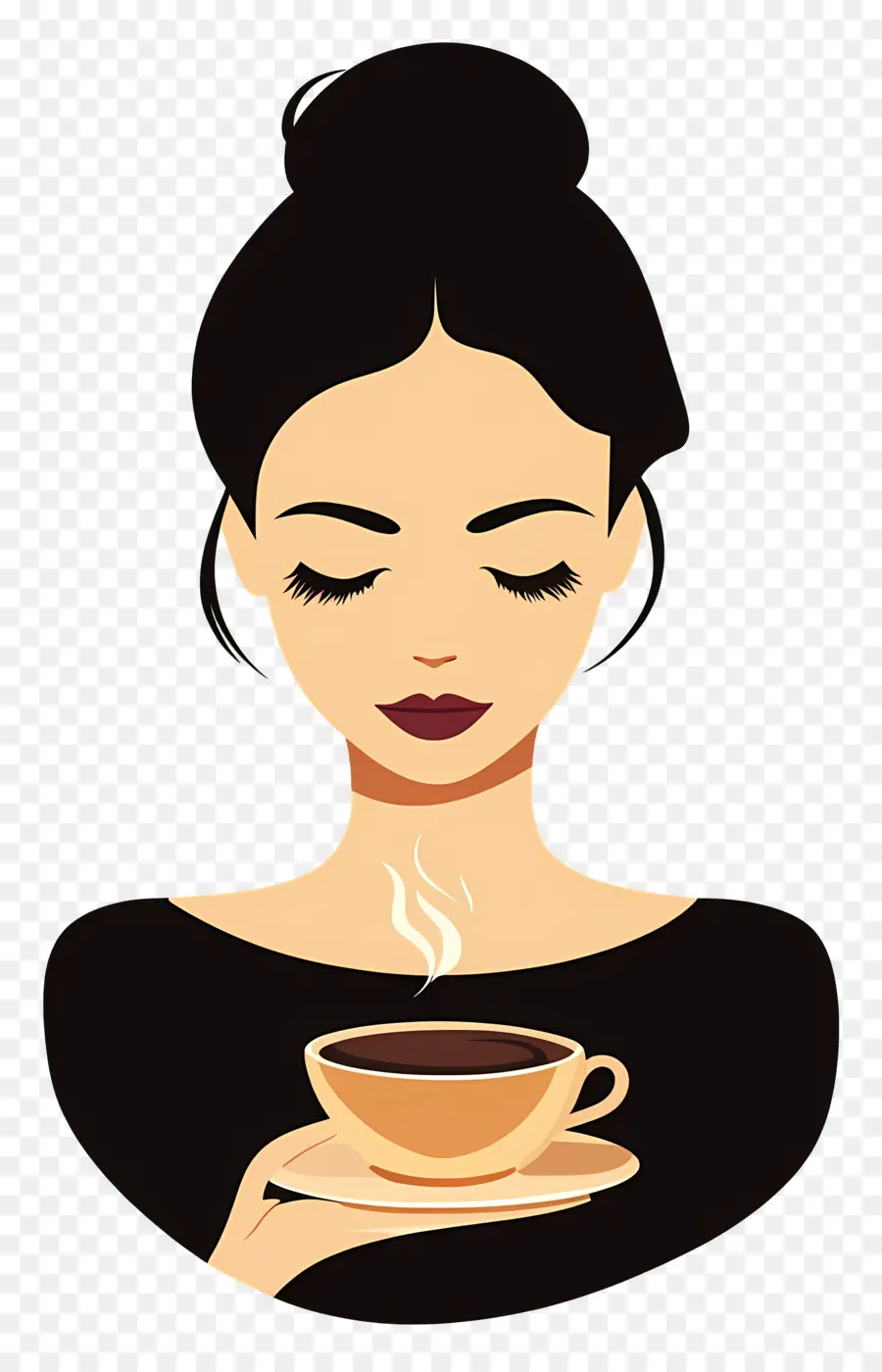 Minum Kopi，Wanita Dengan Kopi PNG