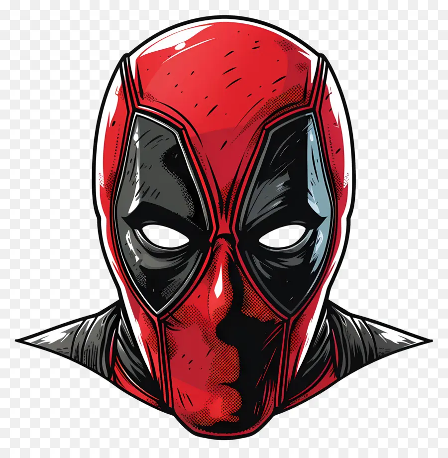 Wajah Kartun Deadpool，Topeng Merah Dan Hitam PNG