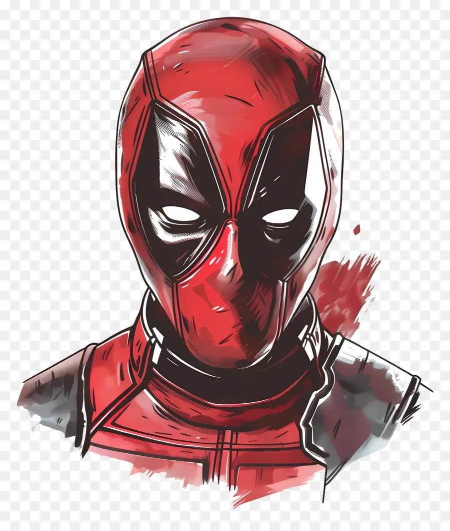 Wajah Kartun Deadpool，Topeng Merah Dan Hitam PNG