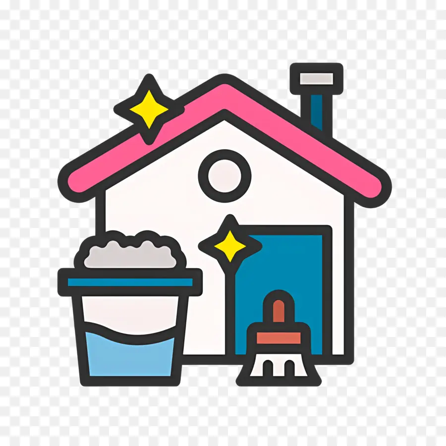 Pembersihan Rumah，Rumah Doodle Kecil Yang Lucu PNG