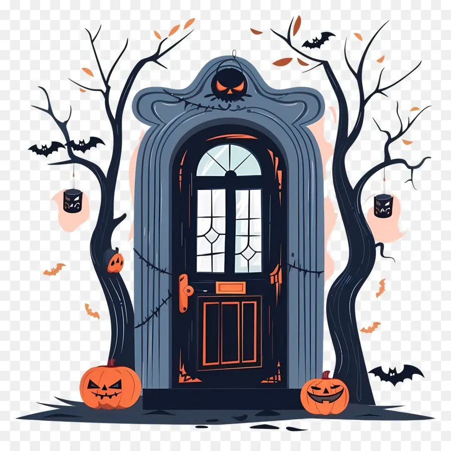 Pintu Halloween Yang Menyeramkan，Dekorasi Pintu Halloween PNG