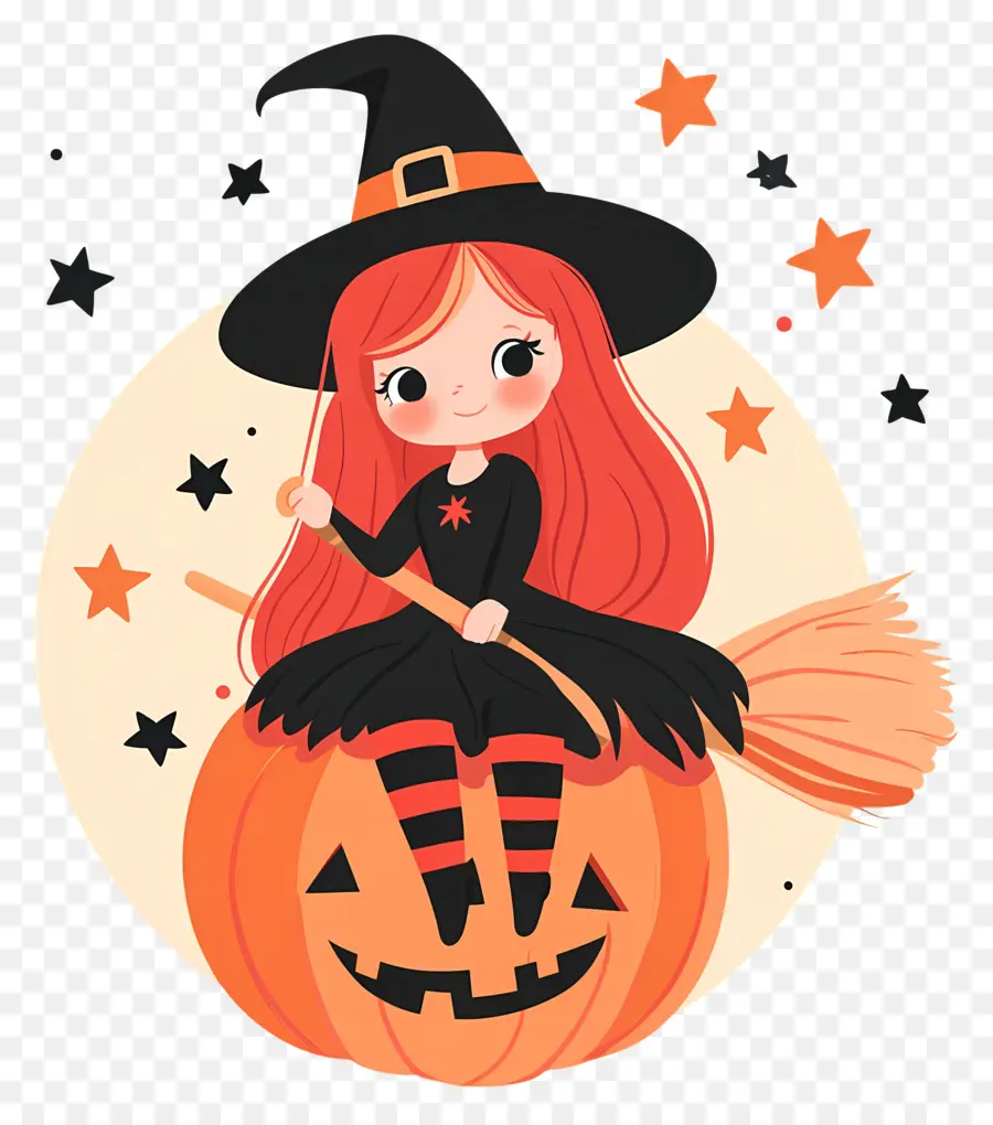 Penyihir Halloween Yang Lucu，Penyihir Di Labu PNG