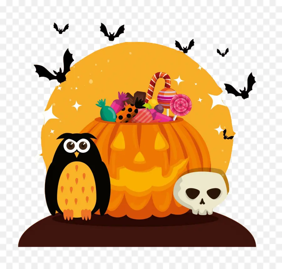 Burung Hantu Halloween，Labu Halloween PNG