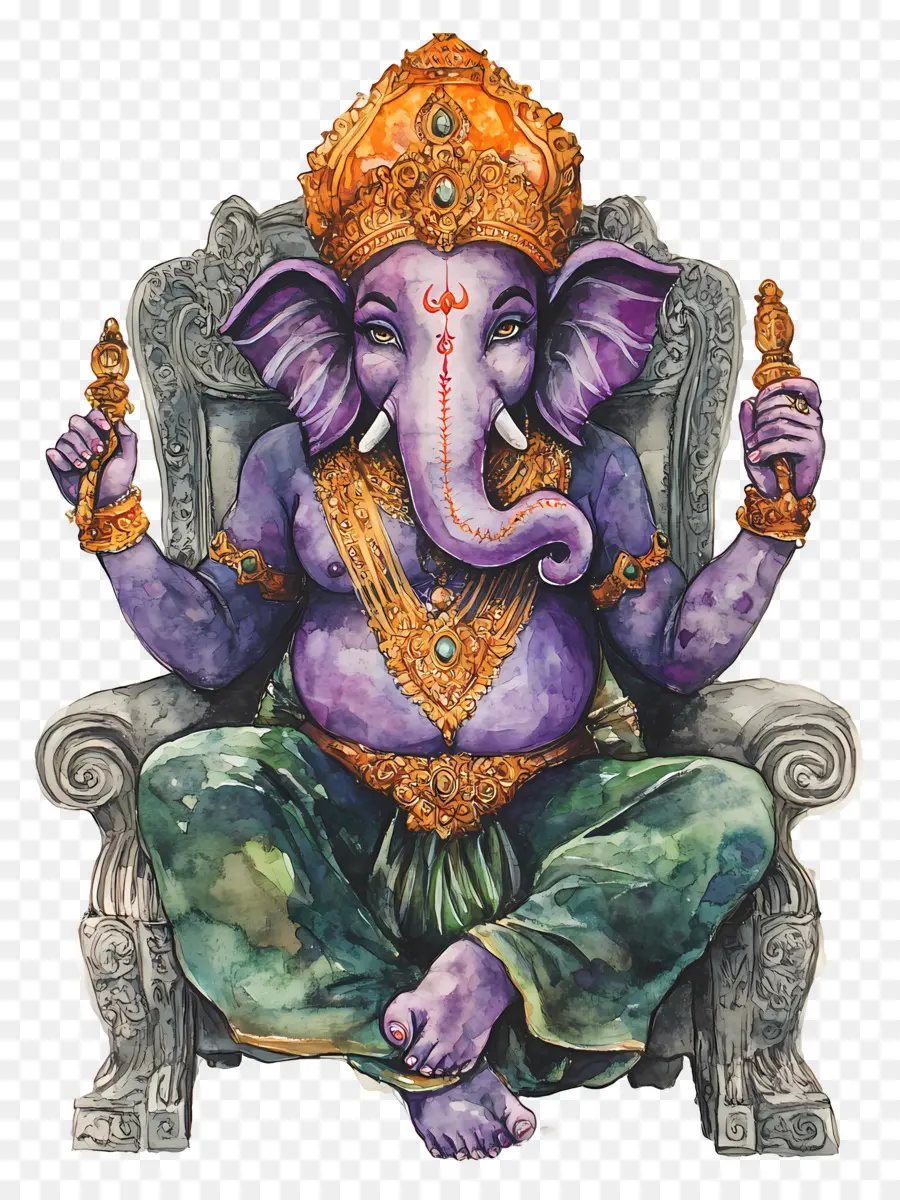 Ganesh Chaturthi，Dewa Gajah Ungu PNG