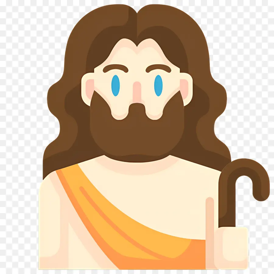 Yesus，Pria Berjanggut Dengan Staf PNG