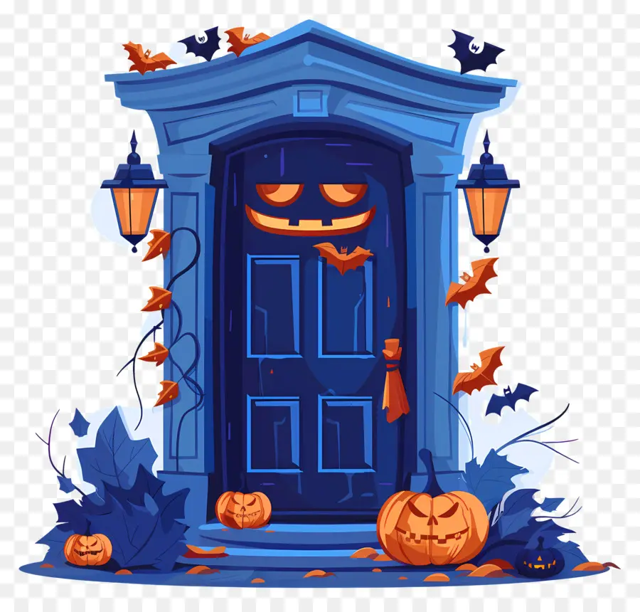 Pintu Halloween Yang Menyeramkan，Pintu Dihiasi Halloween PNG