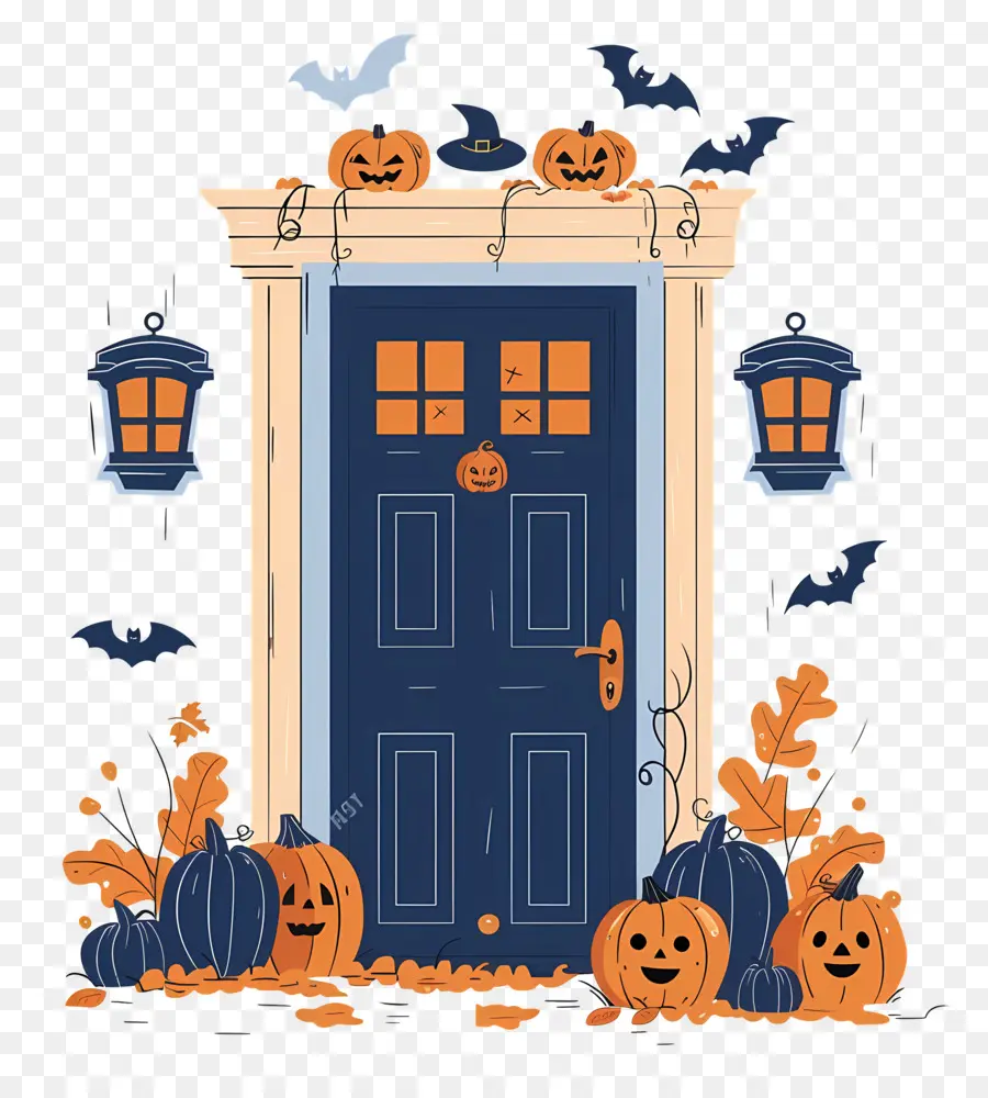 Pintu Halloween Yang Menyeramkan，Pintu Dihiasi Halloween PNG