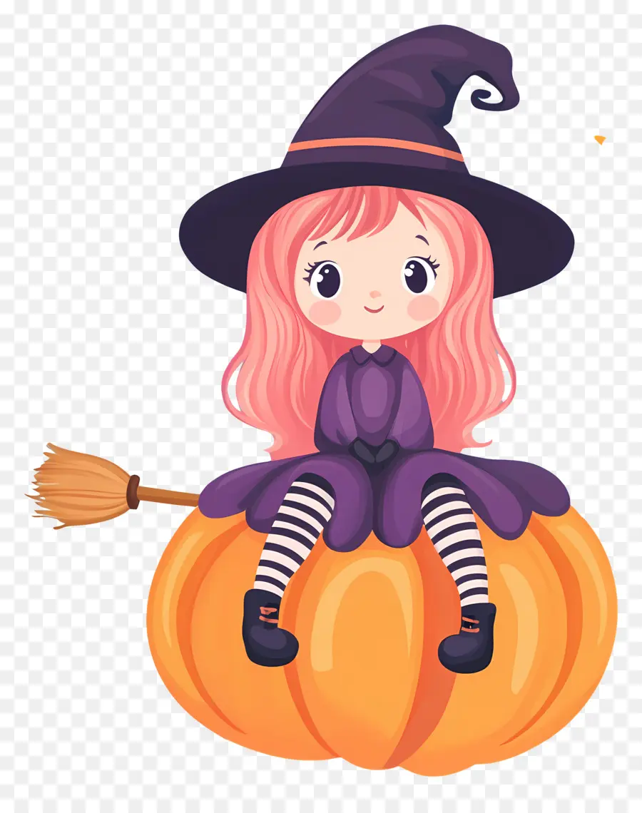 Penyihir Halloween Yang Lucu，Penyihir Di Labu PNG