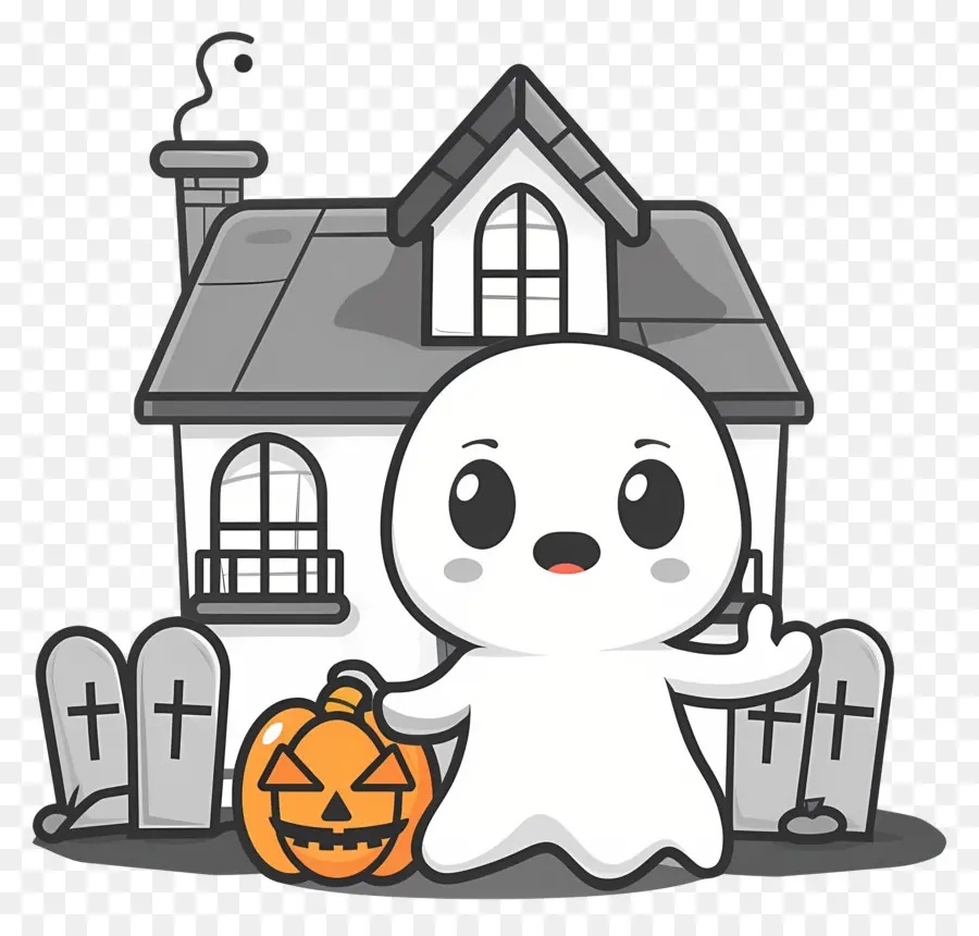 Hantu Halloween，Hantu Dengan Labu PNG