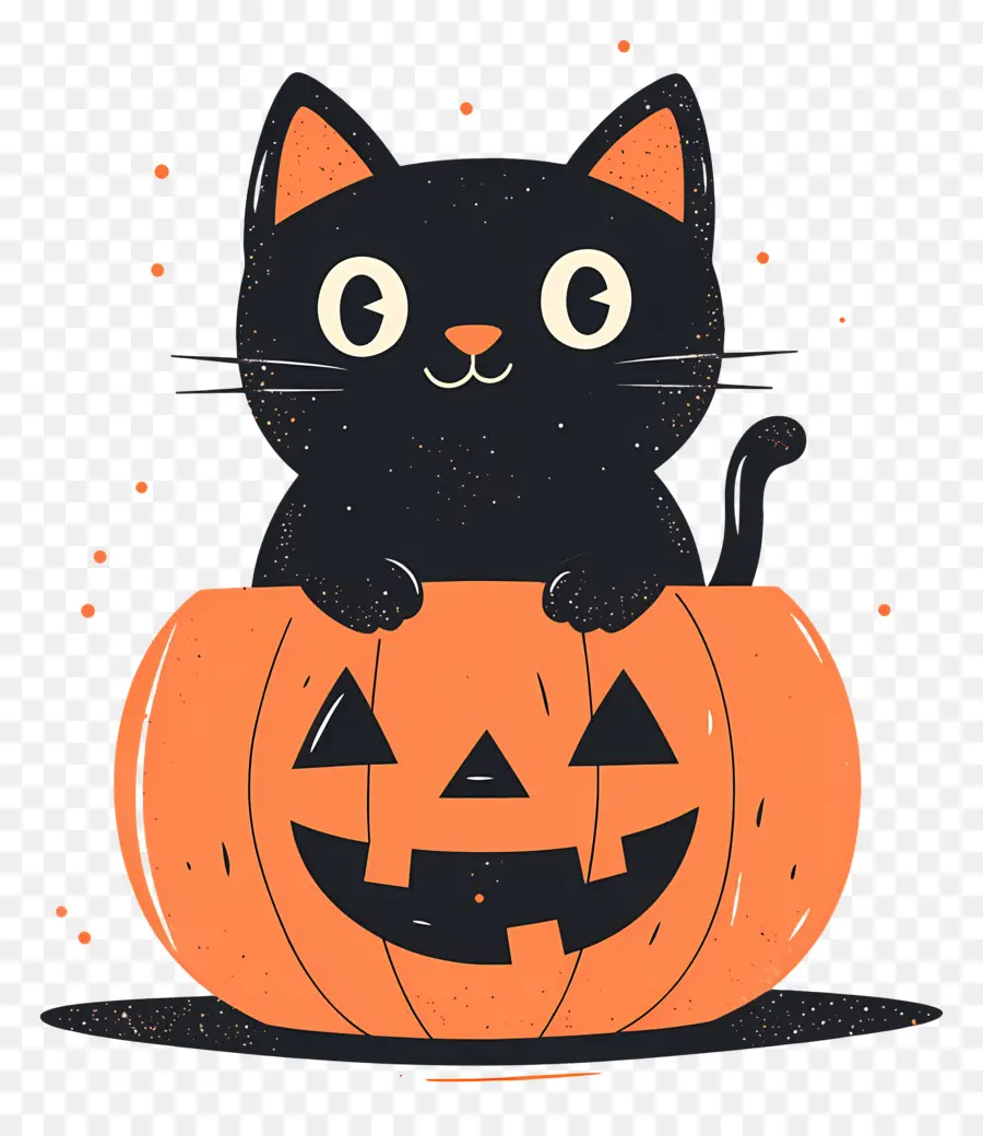 Kucing Hitam Halloween，Kucing Hitam Di Labu PNG