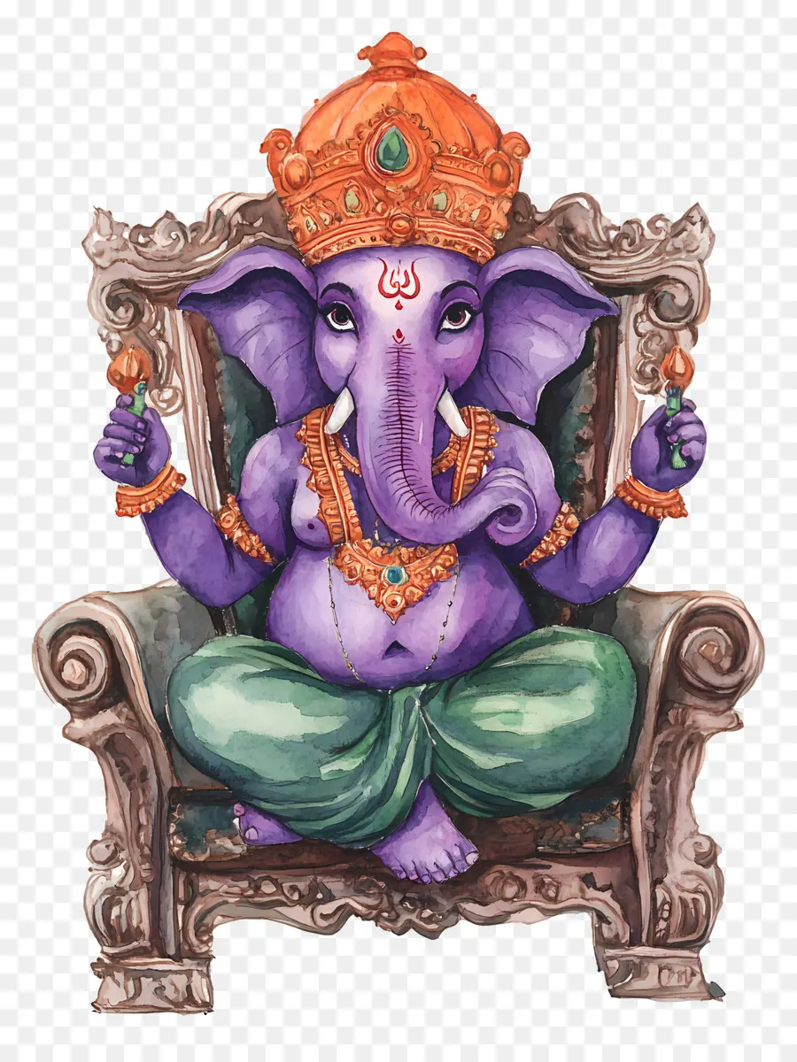 Ganesh Chaturthi，Ganesa Ungu PNG