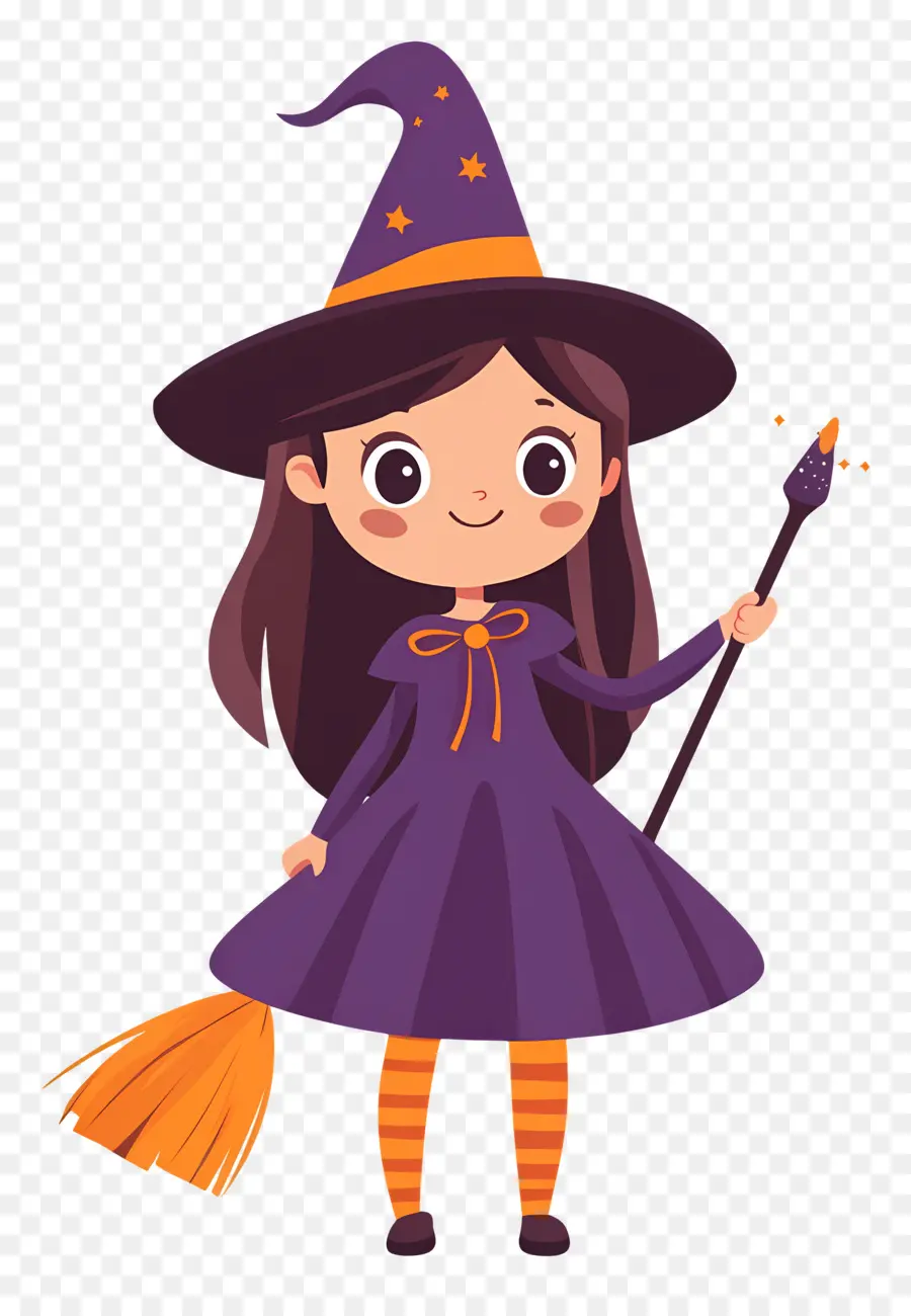 Penyihir Halloween Yang Lucu，Penyihir Ungu PNG