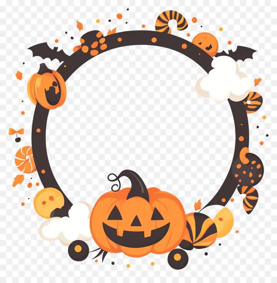 Bingkai Halloween，Labu Kuning PNG