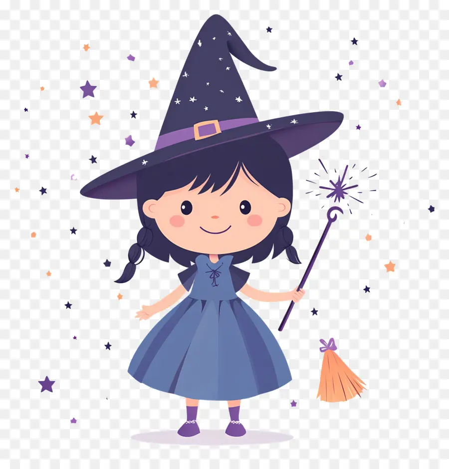 Penyihir Halloween Yang Lucu，Penyihir Ungu PNG