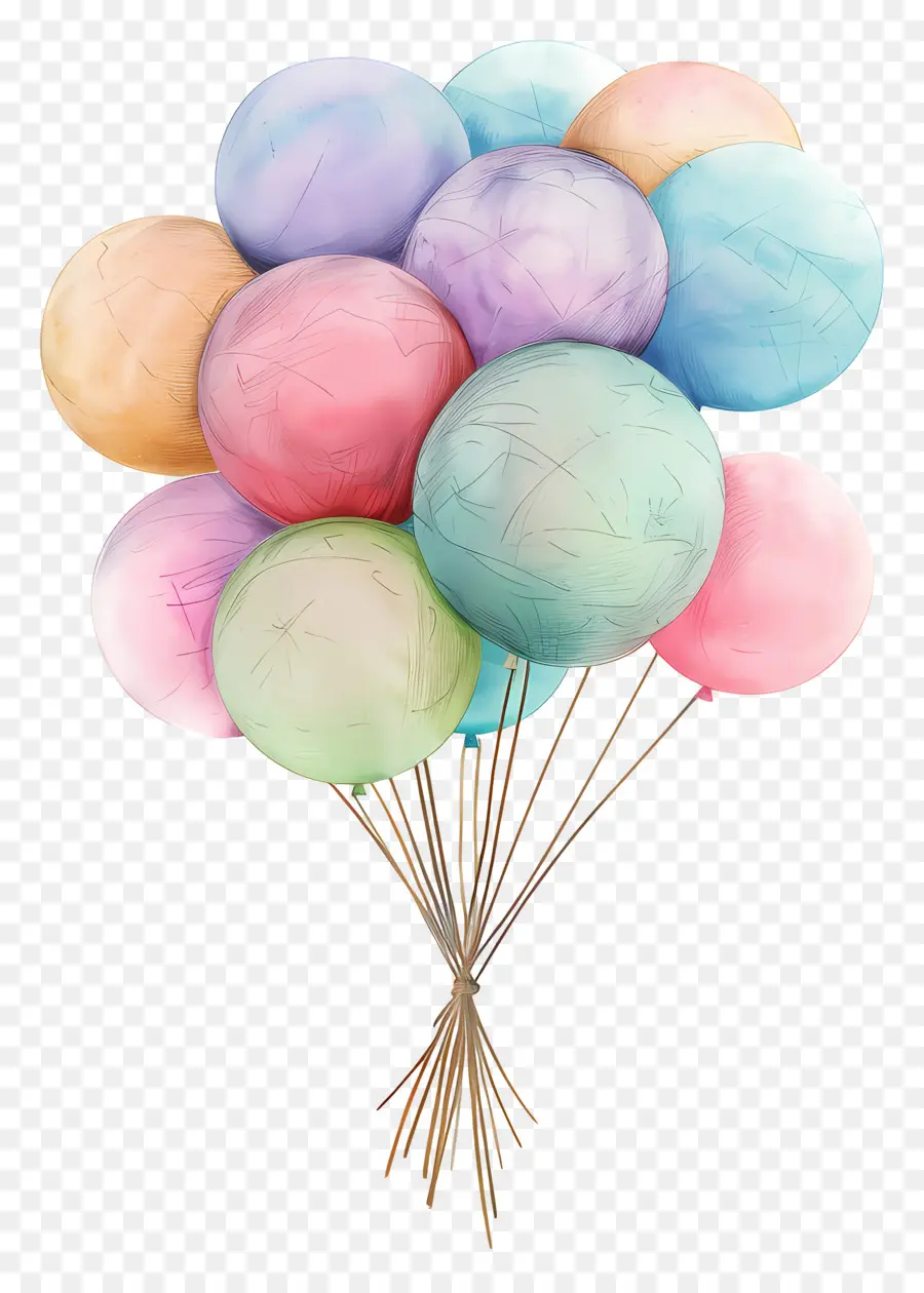 Balon Pastel，Balon Berwarna Warni PNG