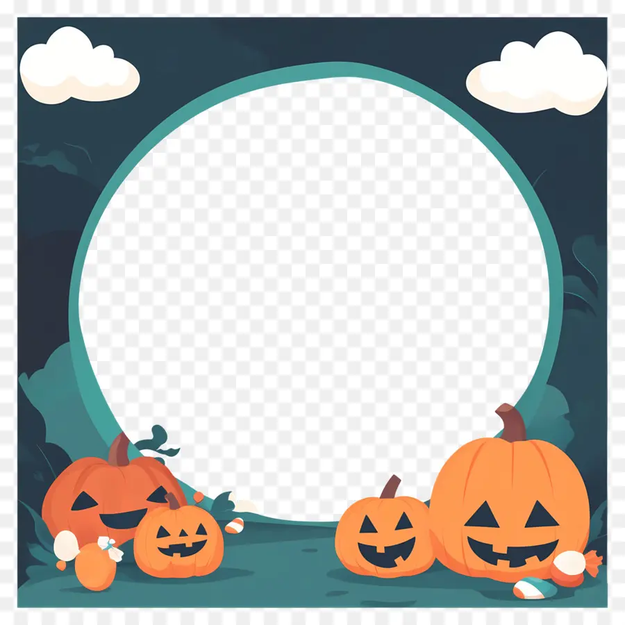 Bingkai Halloween，Labu PNG