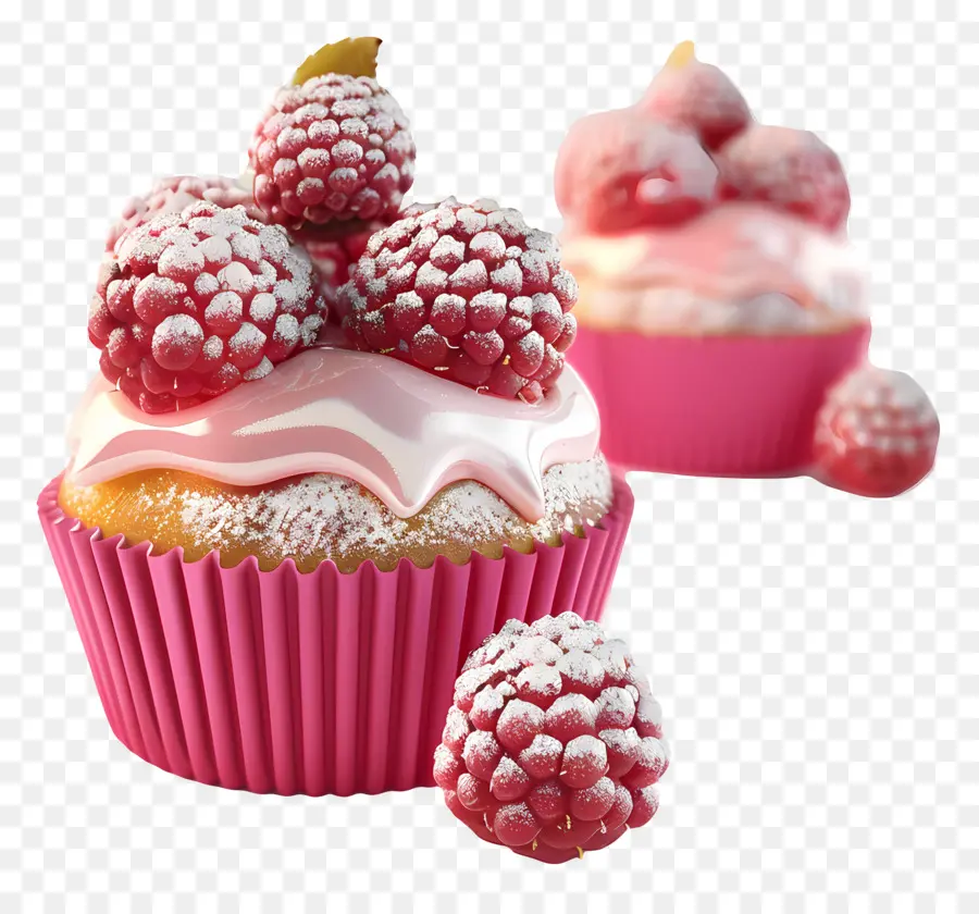 Muffin Raspberry，Cupcake Dengan Berry PNG