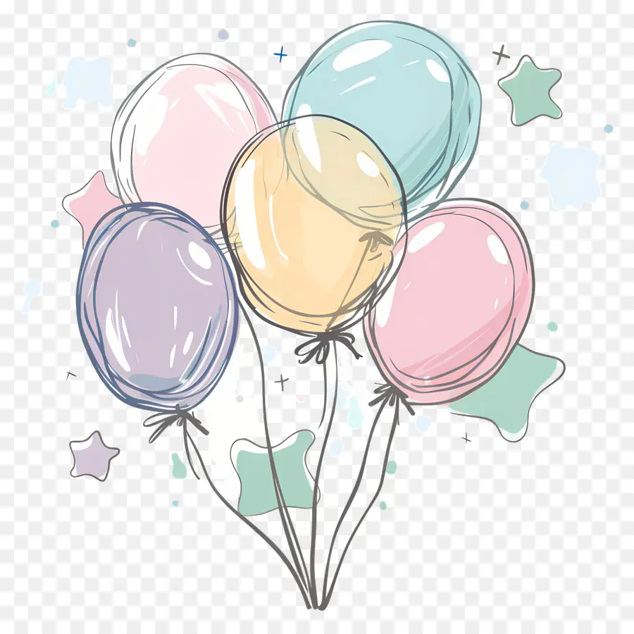 Balon Pastel，Balon Berwarna Warni PNG