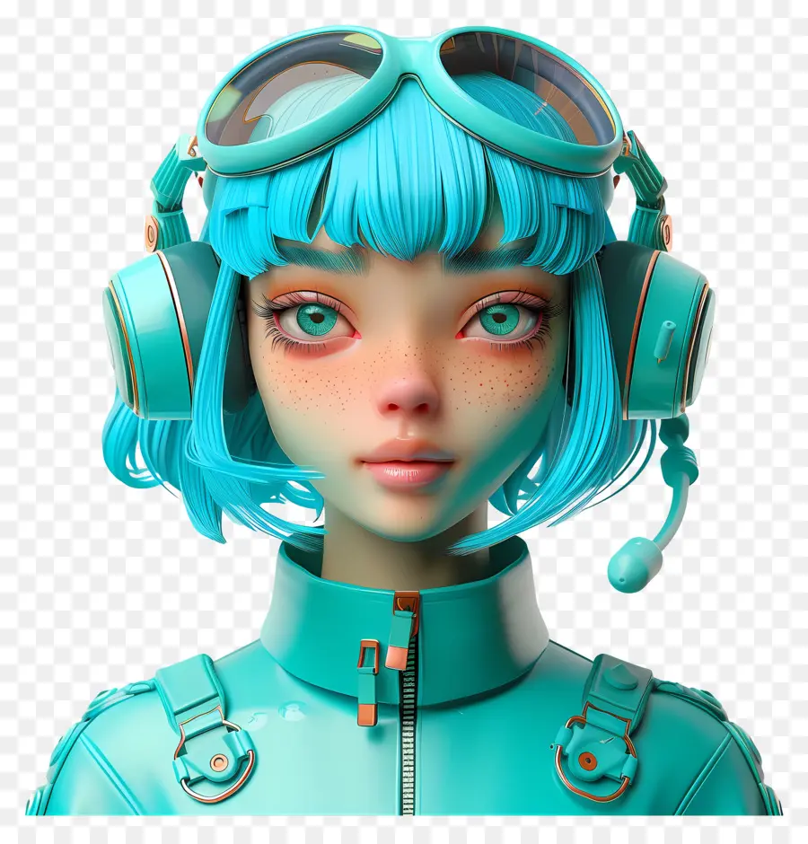 Avatar Gadis 3d，Gadis Dengan Headphone PNG