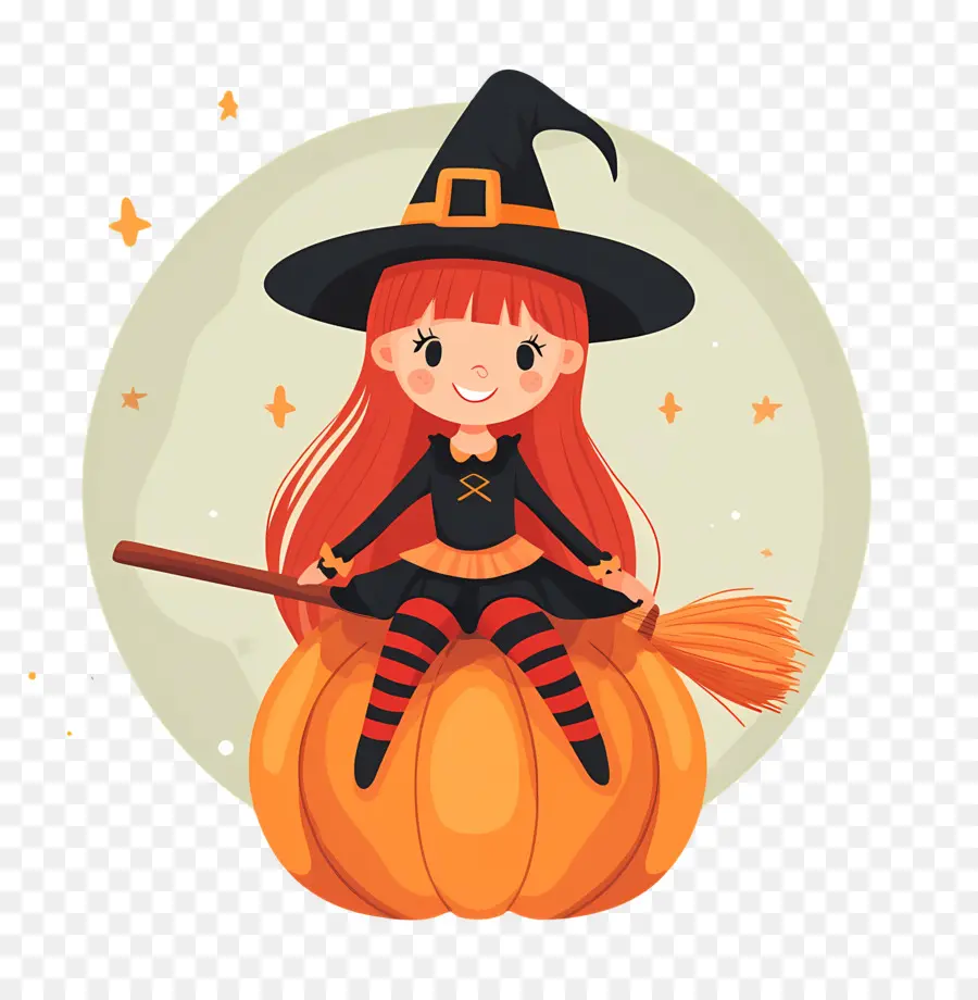 Penyihir Halloween Yang Lucu，Penyihir Di Labu PNG