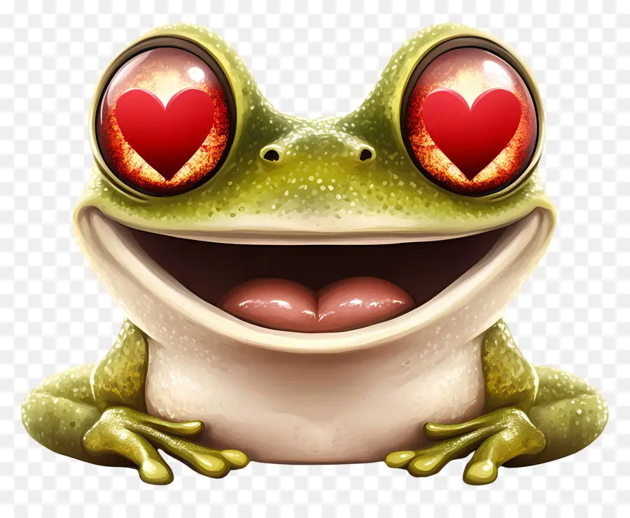 Emoji Katak，Katak Dengan Mata Hati PNG