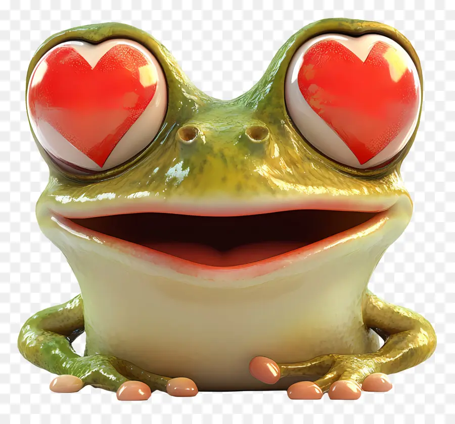 Emoji Katak，Katak Dengan Mata Hati PNG