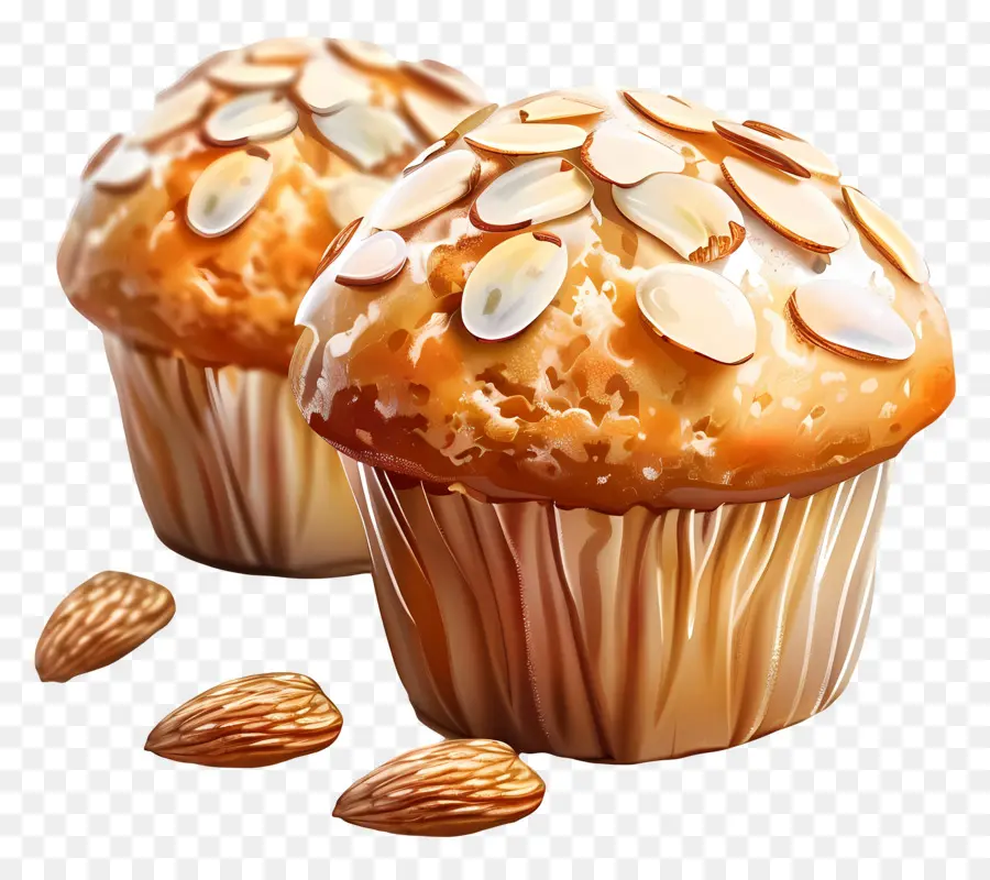 Muffin Almond，Kue Mangkuk PNG