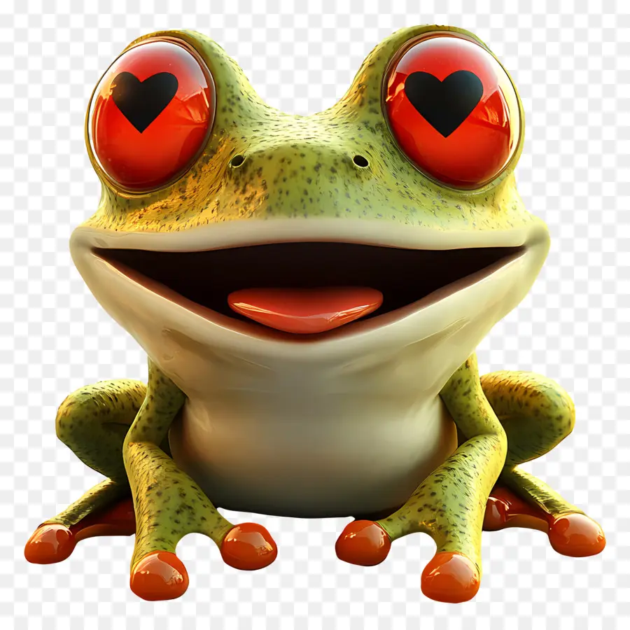 Emoji Katak，Katak Dengan Mata Hati PNG