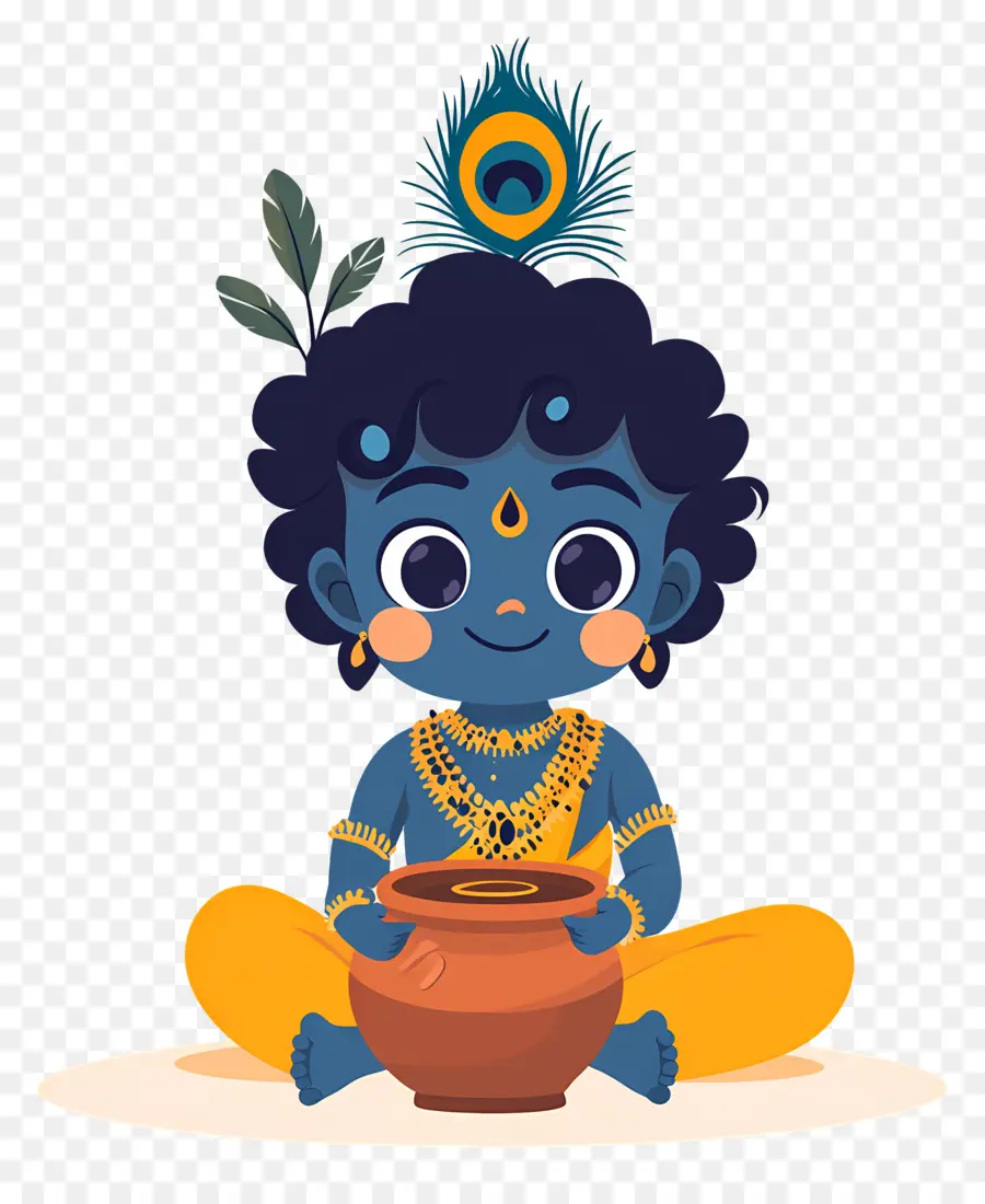 Krishna Janmashtami，Anak Biru Dengan Pot PNG