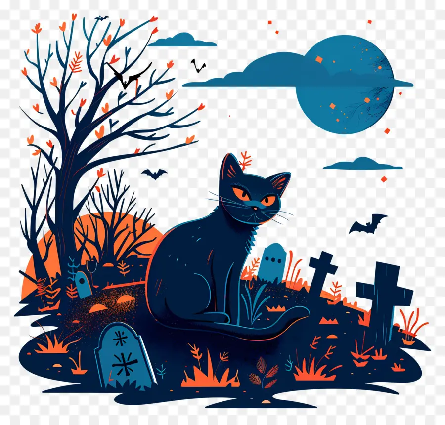 Kucing Hitam Halloween，Kucing Hitam PNG