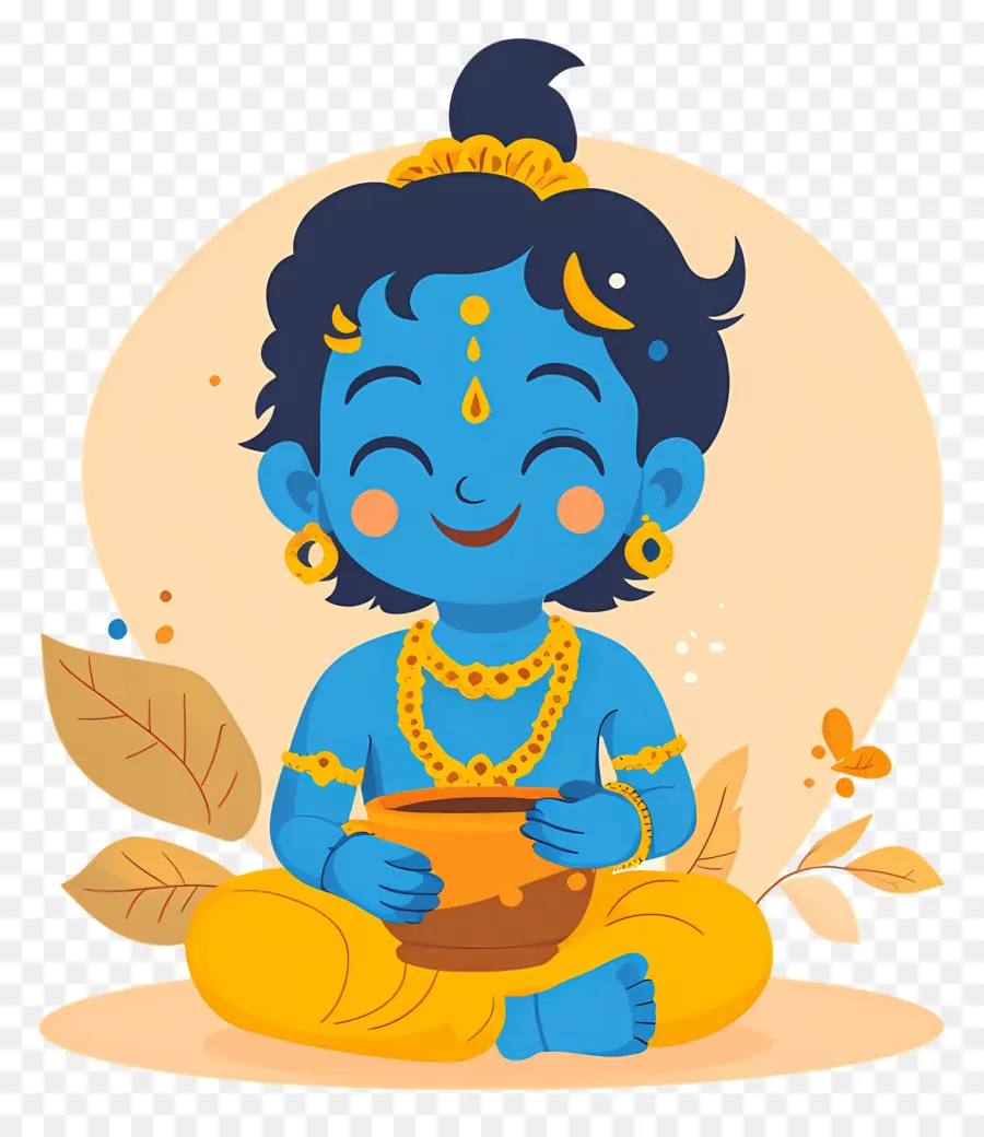 Krishna Janmashtami，Karakter Biru Dengan Pot PNG