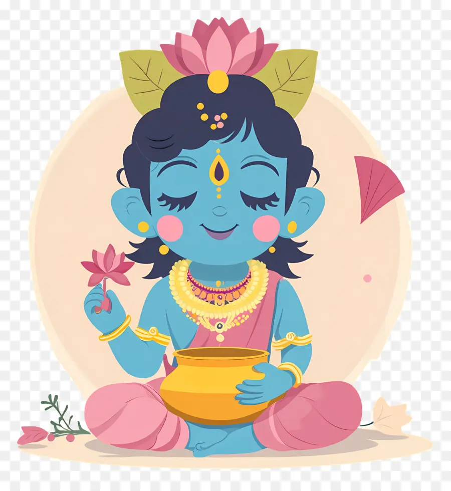 Krishna Janmashtami，Dewa Biru Dengan Pot PNG