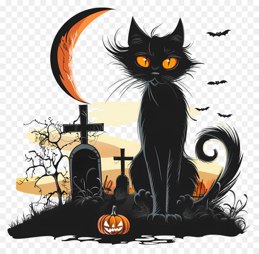 Kucing Hitam Halloween，Kucing Hitam PNG