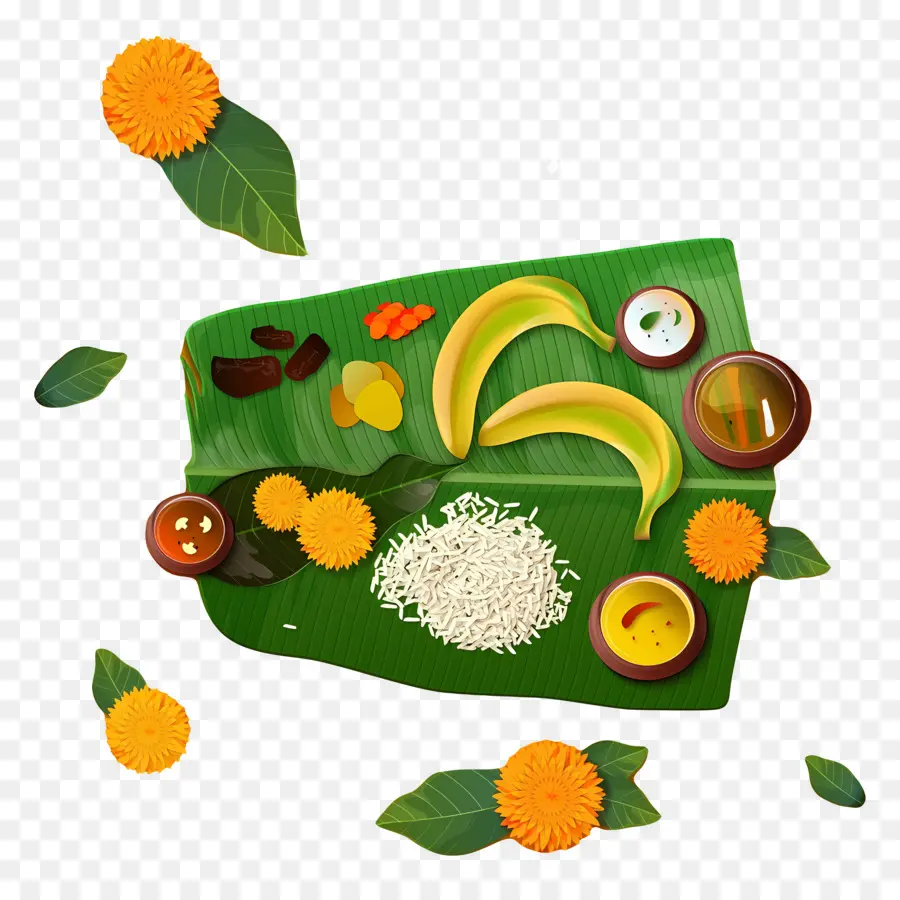 Selamat Onam，Makanan Daun Pisang PNG