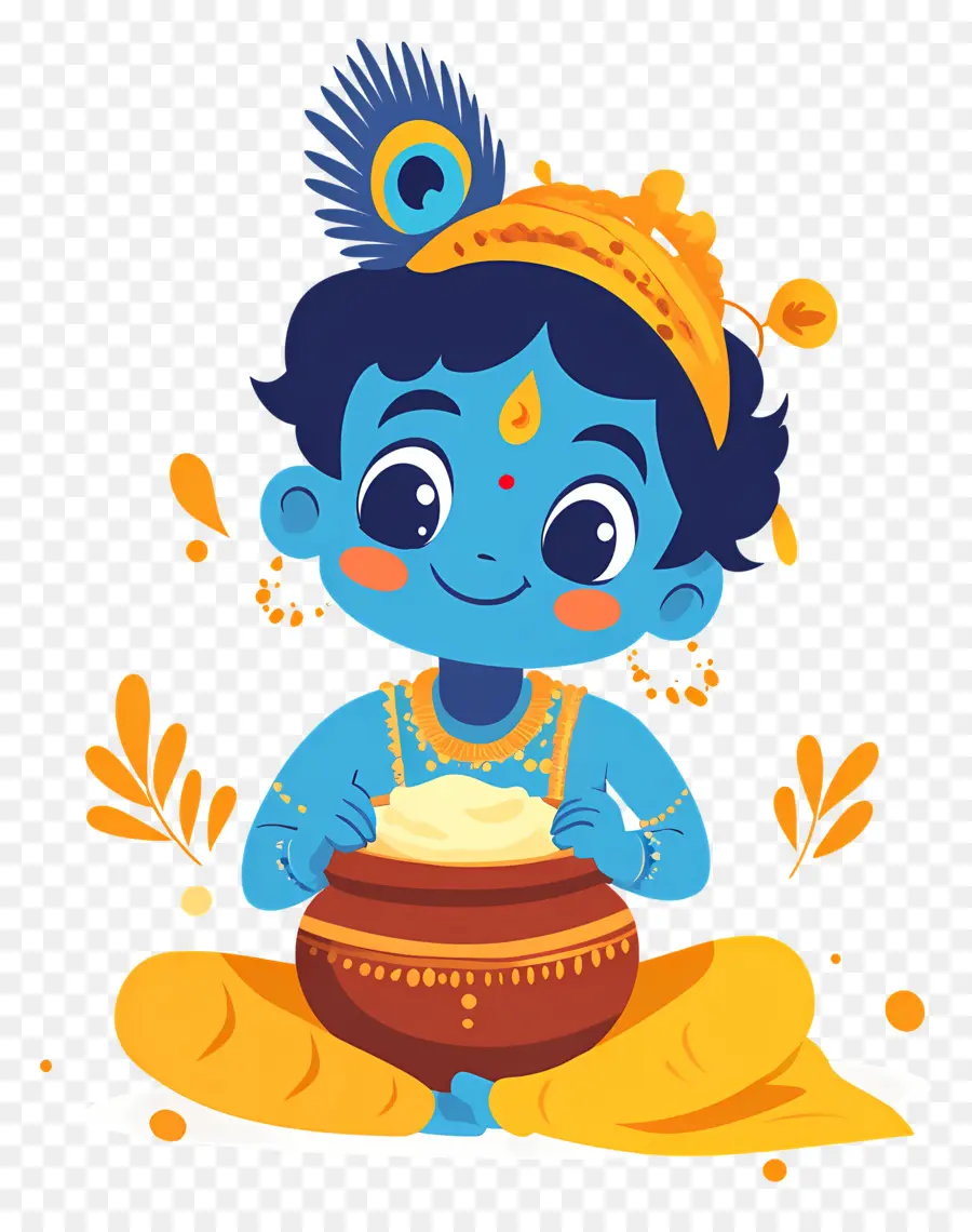 Krishna Janmashtami，Anak Biru Dengan Pot PNG