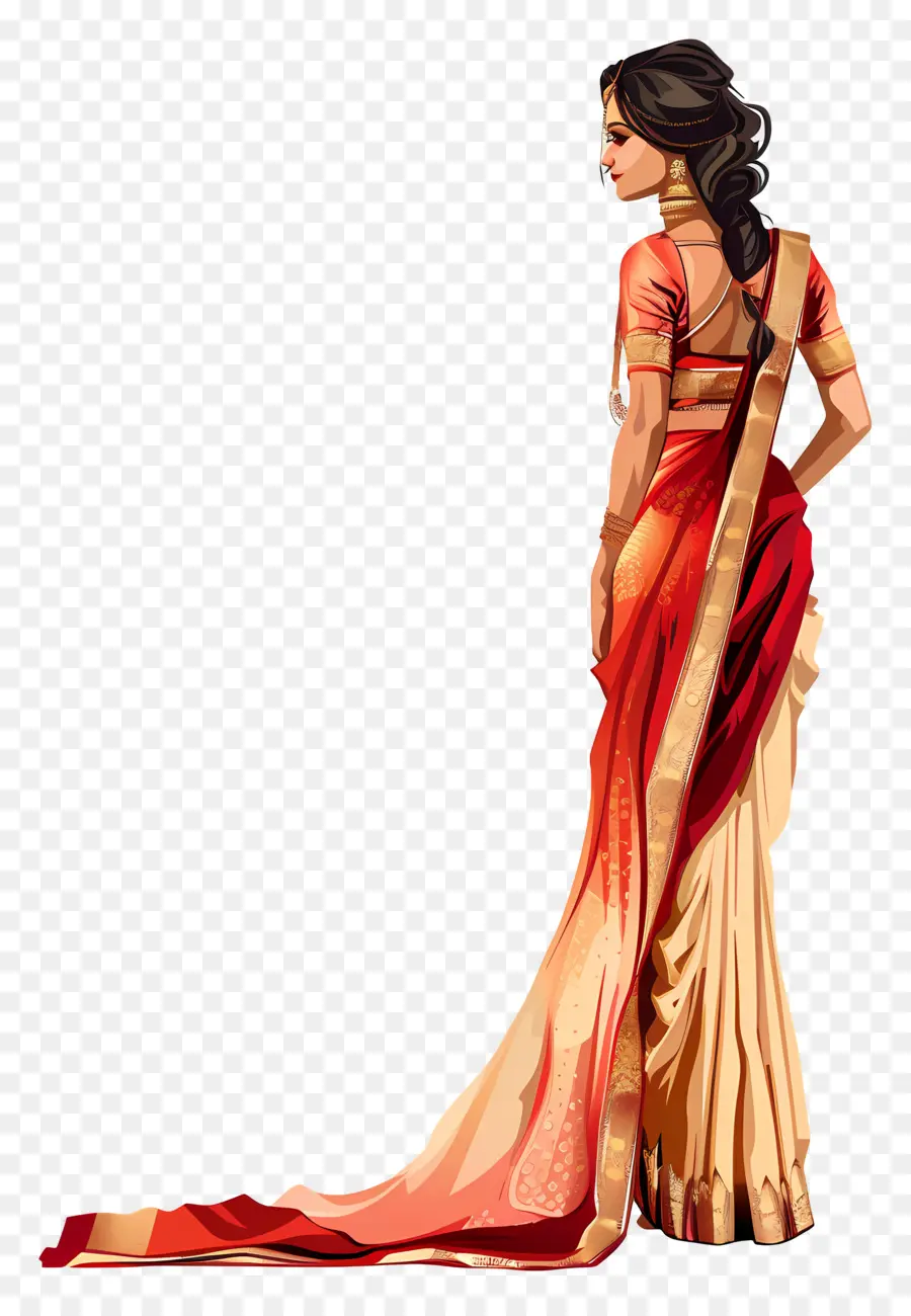 Sari India，Wanita Di Saree PNG