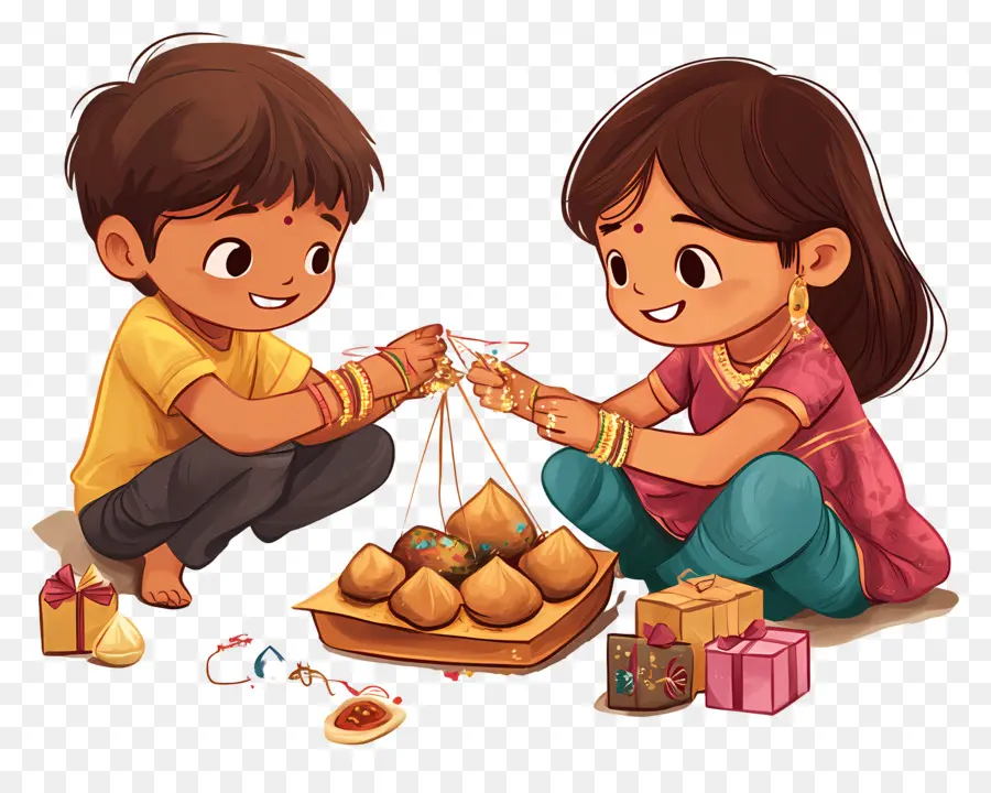 Selamat Raksha Bandhan，Anak Anak Bermain PNG