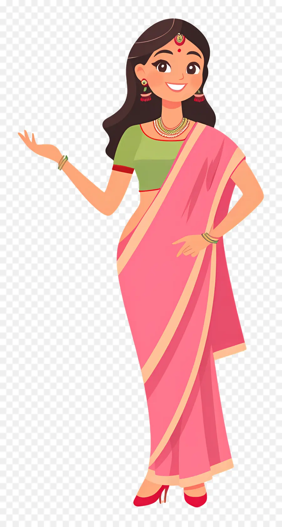 Sari India，Wanita Berbaju Pink Sari PNG