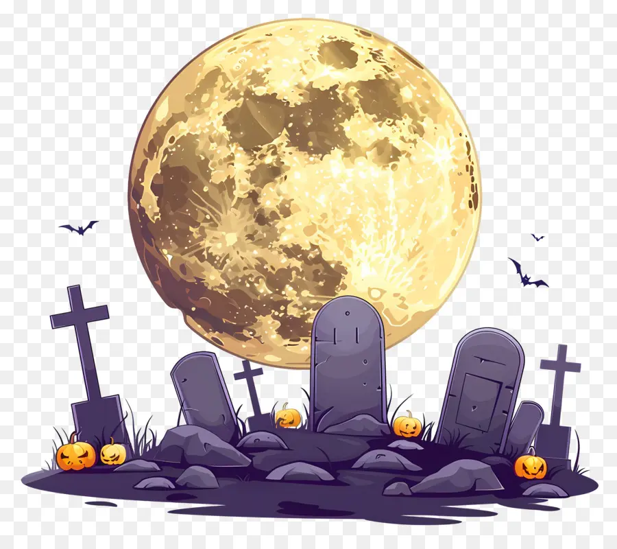 Bulan Purnama Halloween，Makam PNG