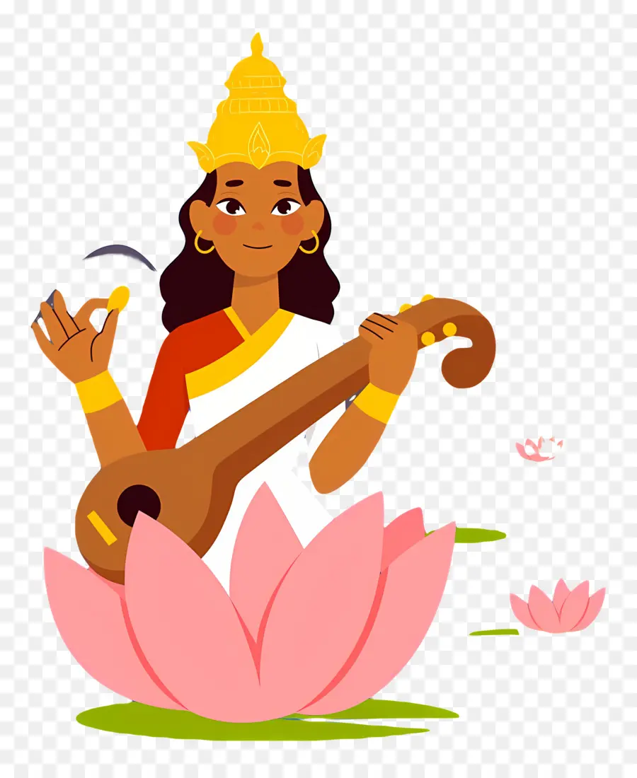 Saraswati，Dewi Dengan Instrumen PNG