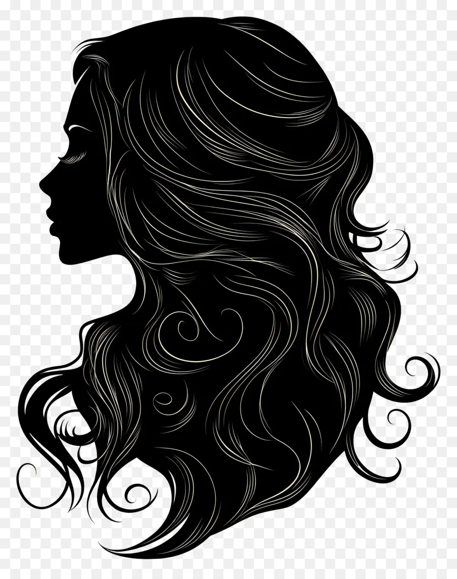 Siluet Perempuan，Rambut PNG