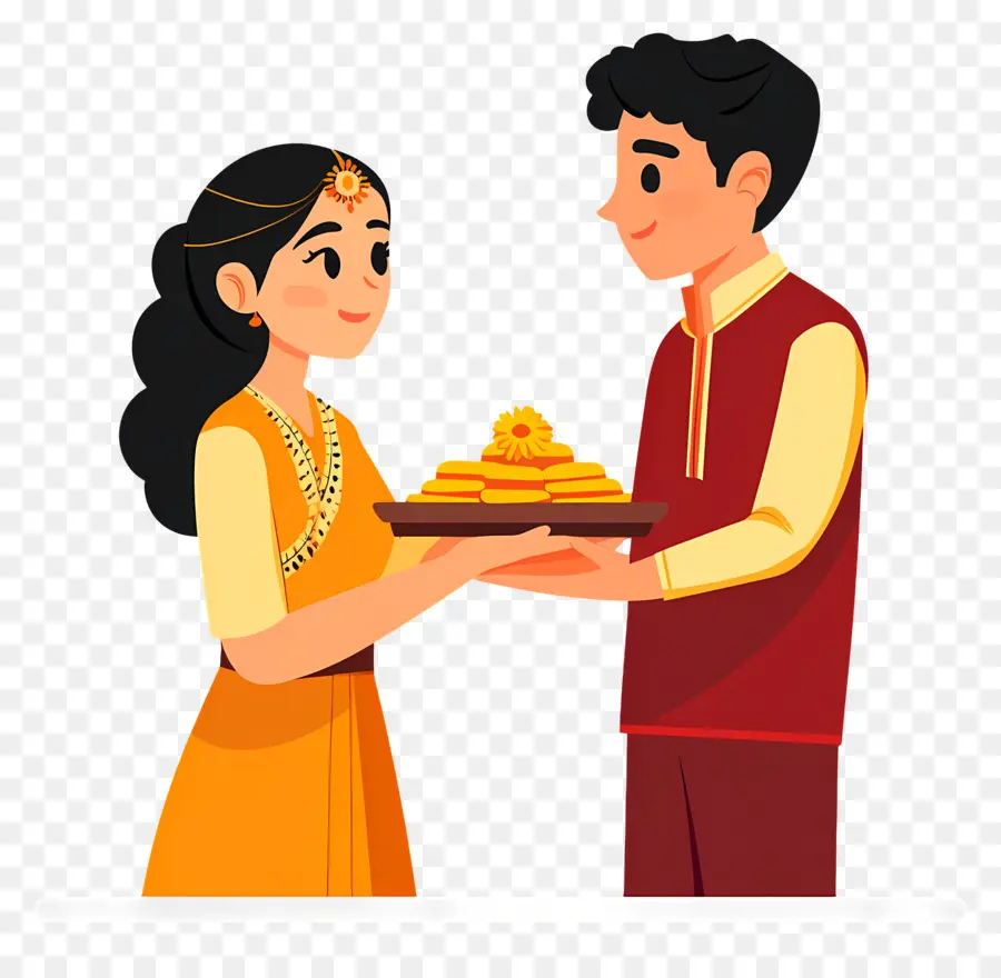 Selamat Raksha Bandhan，Pasangan Tradisional India PNG