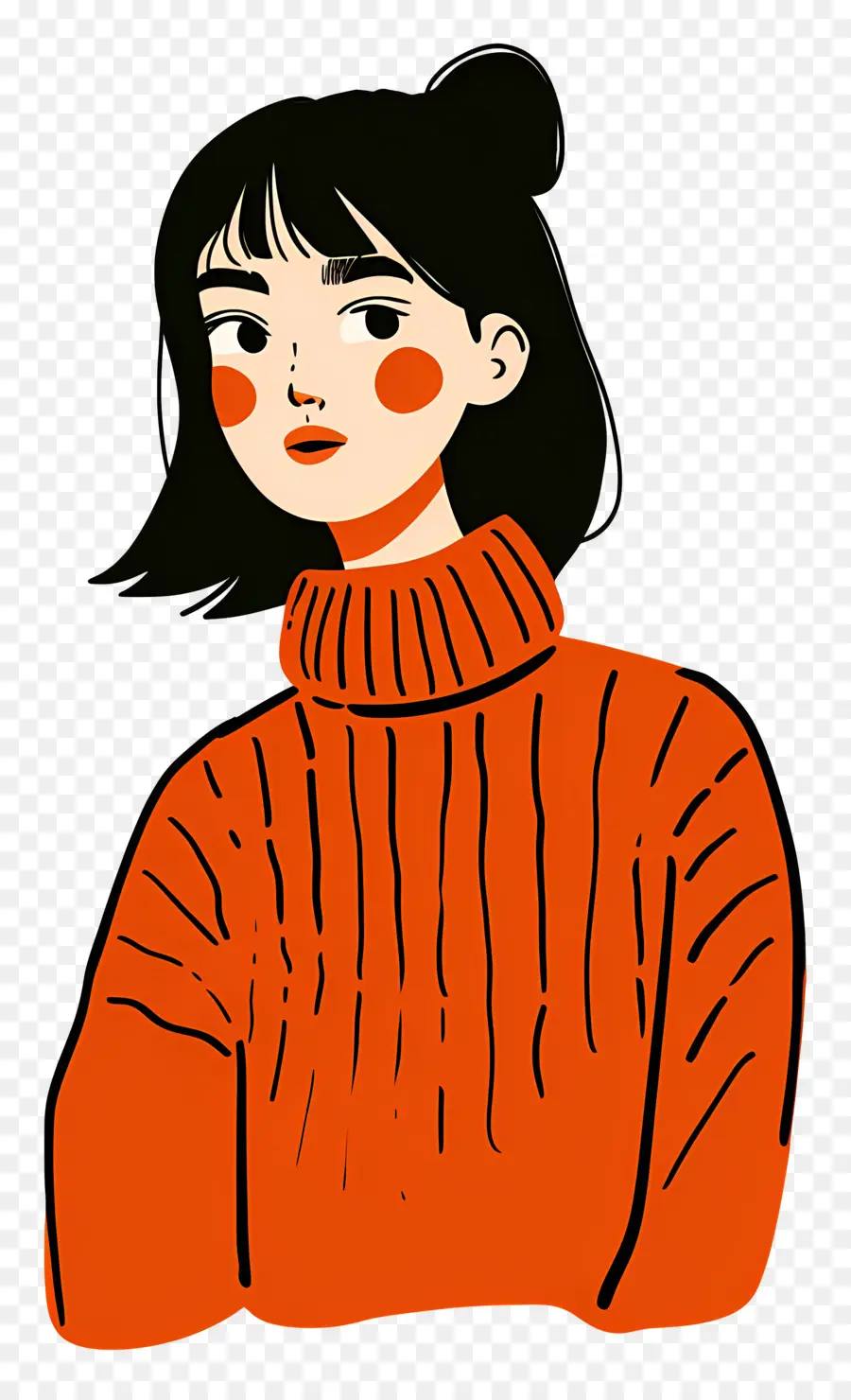 Wanita Dengan Sweter，Gadis Dengan Sweter Oranye PNG