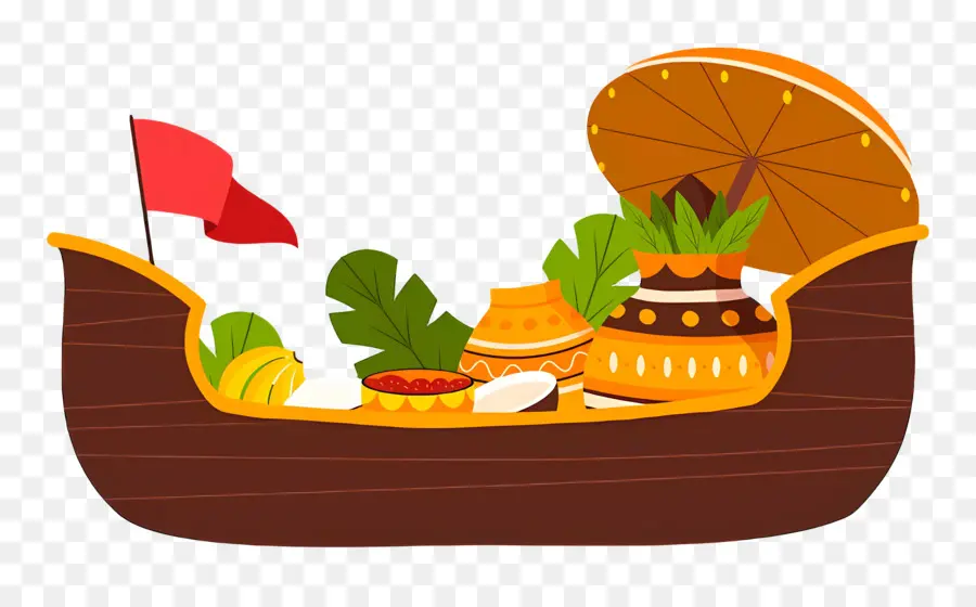 Selamat Onam，Perahu Dengan Makanan PNG